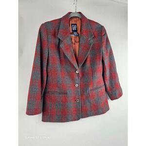 Women's GAP wool blend red and grap plaid jacket, sz S